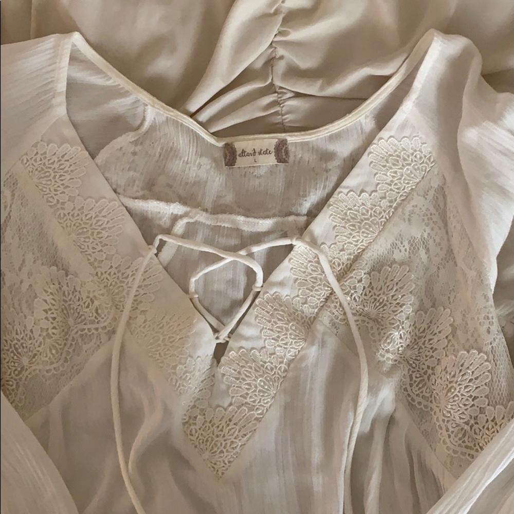 White Altar’d State lace up blouse